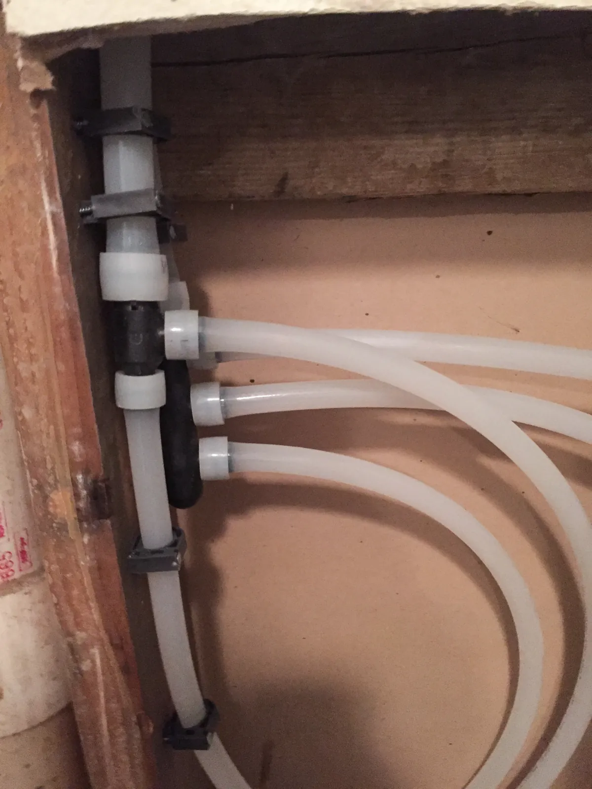 New white PEX supply lines routed through an open wall – Hose Bib Replacement for Dana Point, CA homes