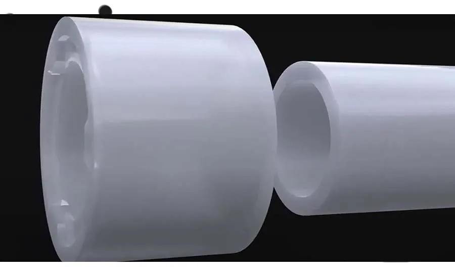 PEX-A expansion ring connection close-up, from our Dana Point guide: Navien Tankless Water Heater Installation
